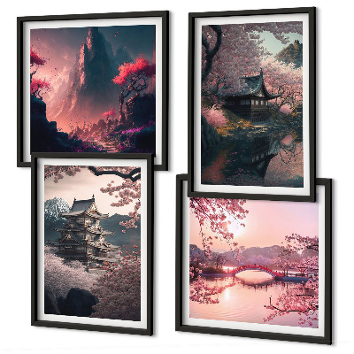 Zarámovaný set obrazov Fantastické krajiny Japonska