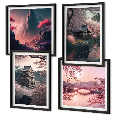 Fantastické krajiny Japonska zarámovaný set obrazov
