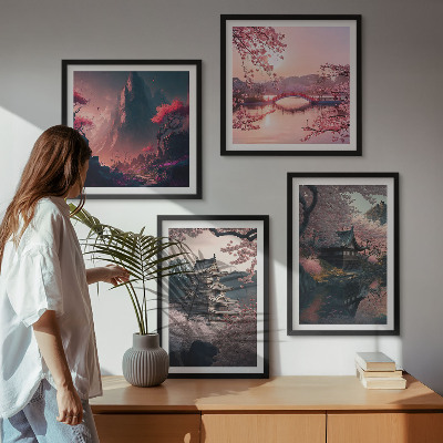 Zarámovaný set obrazov Fantastické krajiny Japonska
