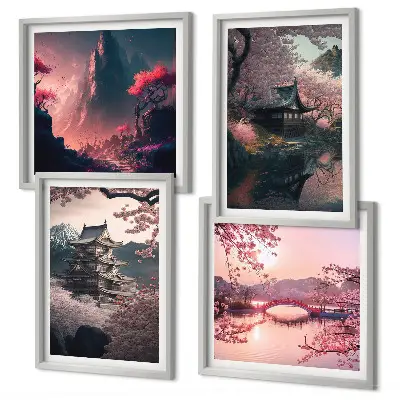 Fantastické krajiny Japonska zarámovaný set obrazov