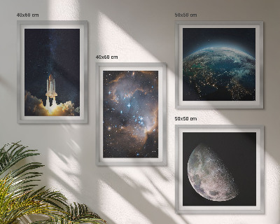 Dekoratívna sada obrazov Vesmír Zem raketa galaxia