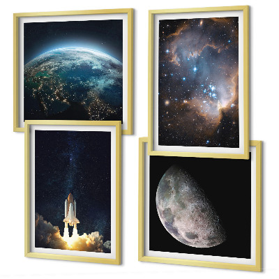 Dekoratívna sada obrazov Vesmír Zem raketa galaxia