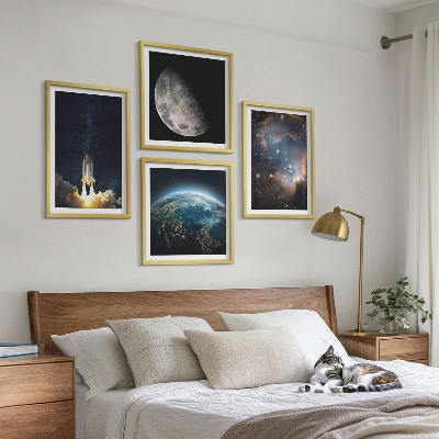 Dekoratívna sada obrazov Vesmír Zem raketa galaxia