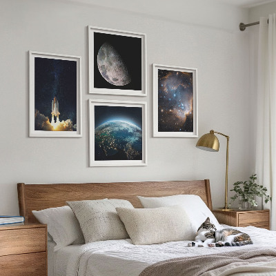 Dekoratívna sada obrazov Vesmír Zem raketa galaxia