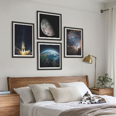 Dekoratívna sada obrazov Vesmír Zem raketa galaxia