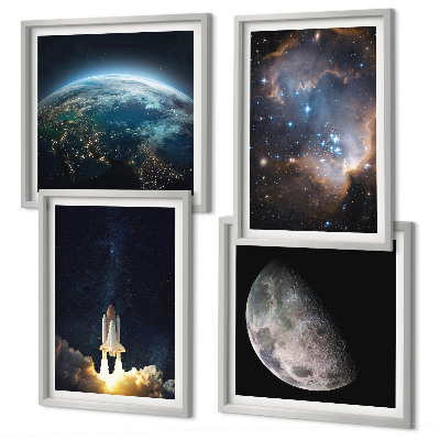 Dekoratívna sada obrazov Vesmír Zem raketa galaxia
