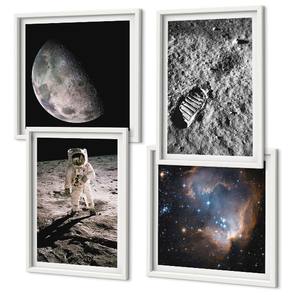 Dekoratívna sada obrazov Fotografia mesačnej stopy astronauta