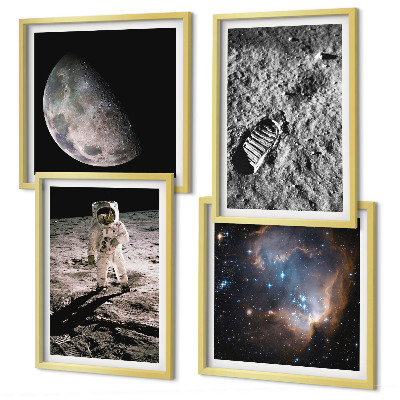 Dekoratívna sada obrazov Fotografia mesačnej stopy astronauta
