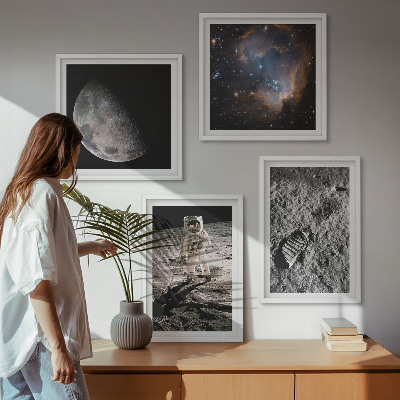 Dekoratívna sada obrazov Fotografia mesačnej stopy astronauta