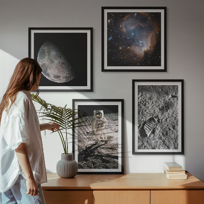 Dekoratívna sada obrazov Fotografia mesačnej stopy astronauta