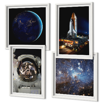 Dekoratívna sada obrazov vesmír, zem, astronaut, raketa