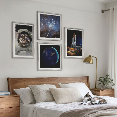 Dekoratívna sada obrazov vesmír, zem, astronaut, raketa