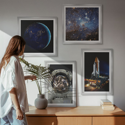 Dekoratívna sada obrazov vesmír, zem, astronaut, raketa