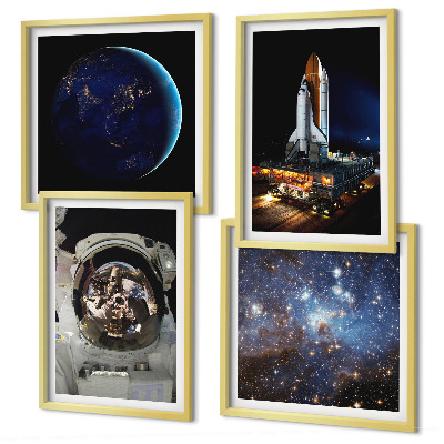 Dekoratívna sada obrazov vesmír, zem, astronaut, raketa