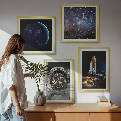 Dekoratívna sada obrazov vesmír, zem, astronaut, raketa