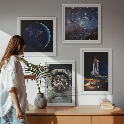 Dekoratívna sada obrazov vesmír, zem, astronaut, raketa