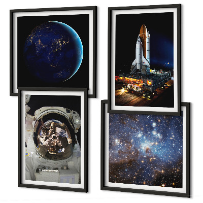 Dekoratívna sada obrazov vesmír, zem, astronaut, raketa