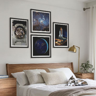 Dekoratívna sada obrazov vesmír, zem, astronaut, raketa