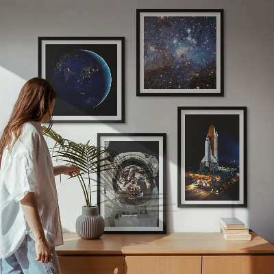 Dekoratívna sada obrazov vesmír, zem, astronaut, raketa