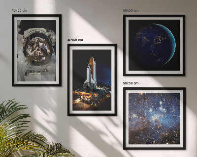 Dekoratívna sada obrazov vesmír, zem, astronaut, raketa