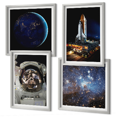 Dekoratívna sada obrazov vesmír, zem, astronaut, raketa