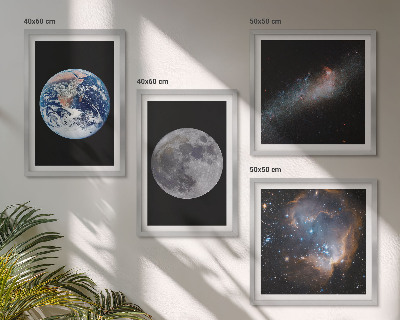 Zarámovaný set obrazov Galaxia Vesmír Mesiac