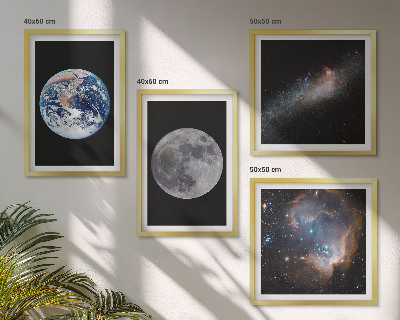 Zarámovaný set obrazov Galaxia Vesmír Mesiac