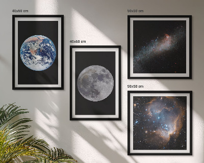 Zarámovaný set obrazov Galaxia Vesmír Mesiac