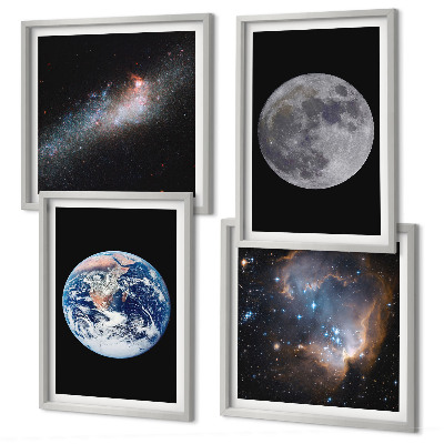 Zarámovaný set obrazov Galaxia Vesmír Mesiac