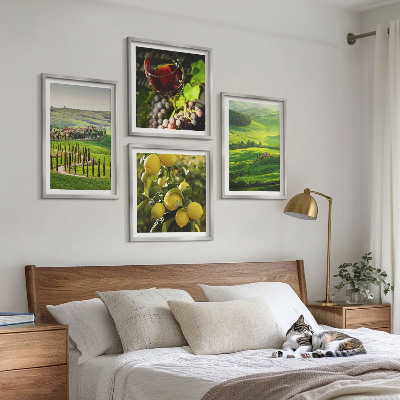 Zarámovaný set obrazov Talianske krajiny citrusových kopcov