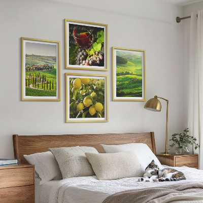Zarámovaný set obrazov Talianske krajiny citrusových kopcov