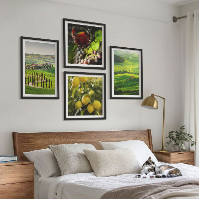 Zarámovaný set obrazov Talianske krajiny citrusových kopcov