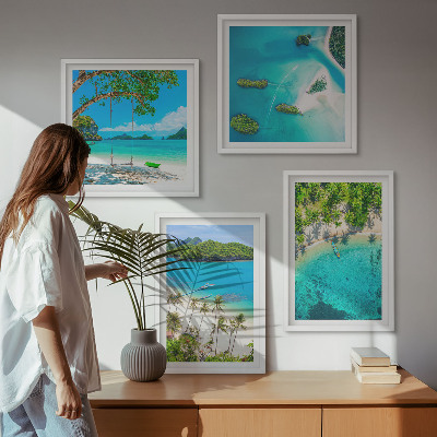 Dekoratívna sada obrazov Pláže, palmy, krištáľová voda