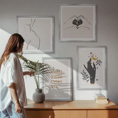 Zarámovaný set obrazov Minimalistické boho ilustrácie