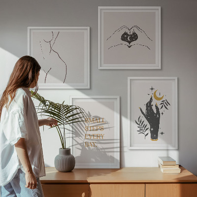 Zarámovaný set obrazov Minimalistické boho ilustrácie