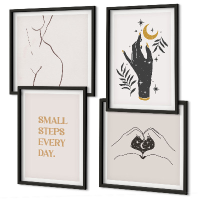 Zarámovaný set obrazov Minimalistické boho ilustrácie