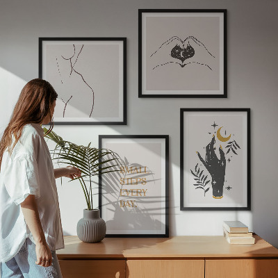 Zarámovaný set obrazov Minimalistické boho ilustrácie