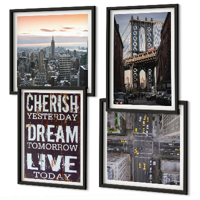 Zarámovaný set obrazov Citát z newyorských krajín