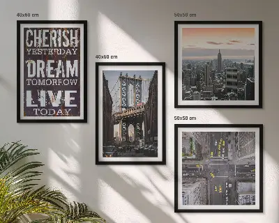 Zarámovaný set obrazov citát s motívom newyorských krajín