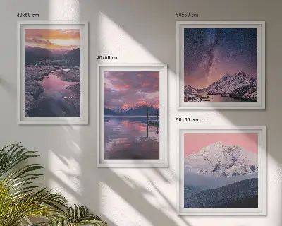 Zarámovaný set obrazov Hory, voda, krásna krajina súprava s krajinným motívom