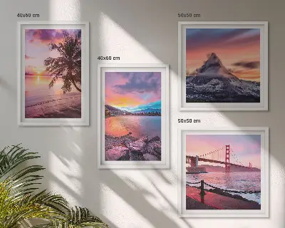 Zarámovaný set obrazov Krajina mosta pri západe slnka zarámovaný set obrazov