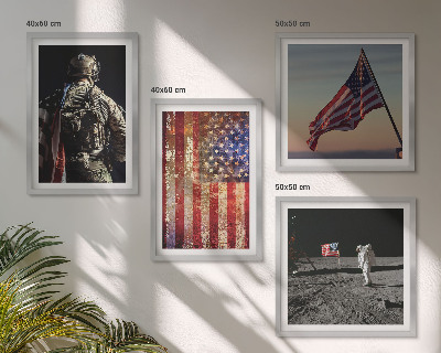 Zarámovaný set obrazov Americké symboly Vlajka USA