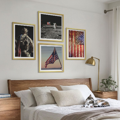 Zarámovaný set obrazov Americké symboly Vlajka USA