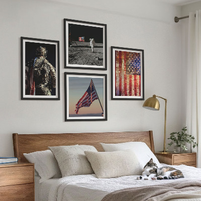 Zarámovaný set obrazov Americké symboly Vlajka USA