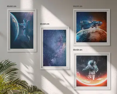 Dekoratívna sada obrazov vesmírni astronauti s hviezdami