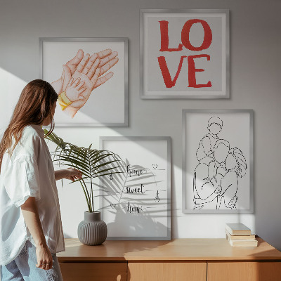 Zarámovaný set obrazov Rodinné ilustrácie domové tabule