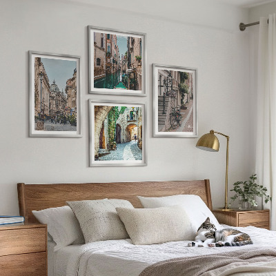 Zarámovaný set obrazov Vodná architektúra benátskych ulíc