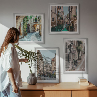 Zarámovaný set obrazov Vodná architektúra benátskych ulíc