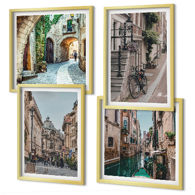 Zarámovaný set obrazov Vodná architektúra benátskych ulíc