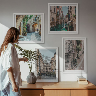 Zarámovaný set obrazov Vodná architektúra benátskych ulíc